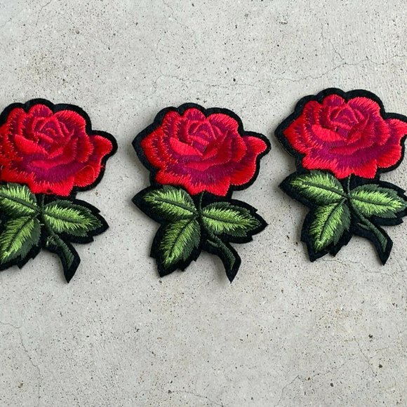 Red Roses Iron On Patches Embroidery for Craft Clothes Applique Lot of 3 Patches - Picture 8 of 8
